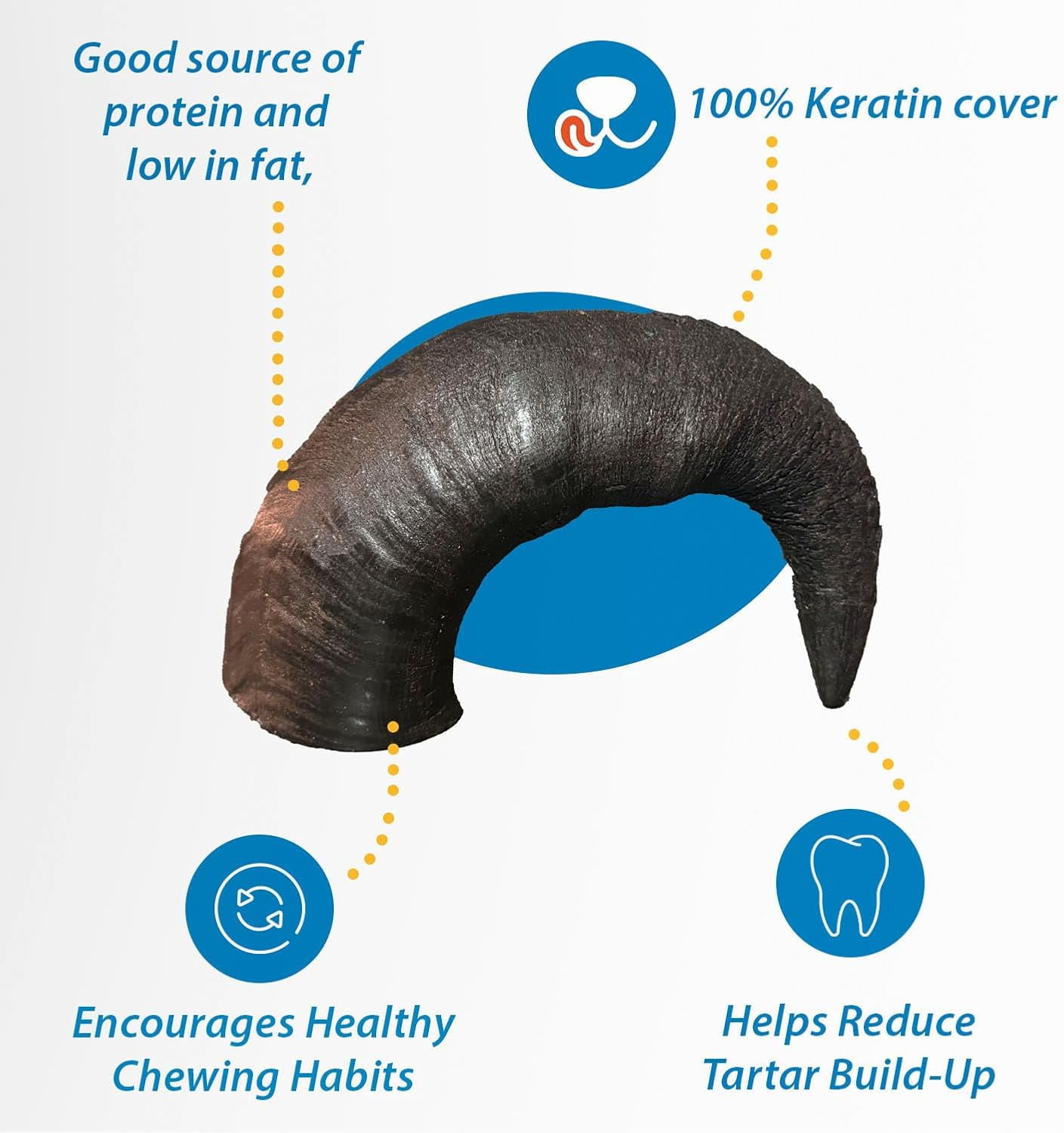 Buffalo Horns for Dogs – Small (3 Count), Long Lasting Chew Dog Treats, 100% Natural Horn for Aggressive Chewers, Rich in Protein & Low in Fat | Promotes Dental Health (5-7 Inches)