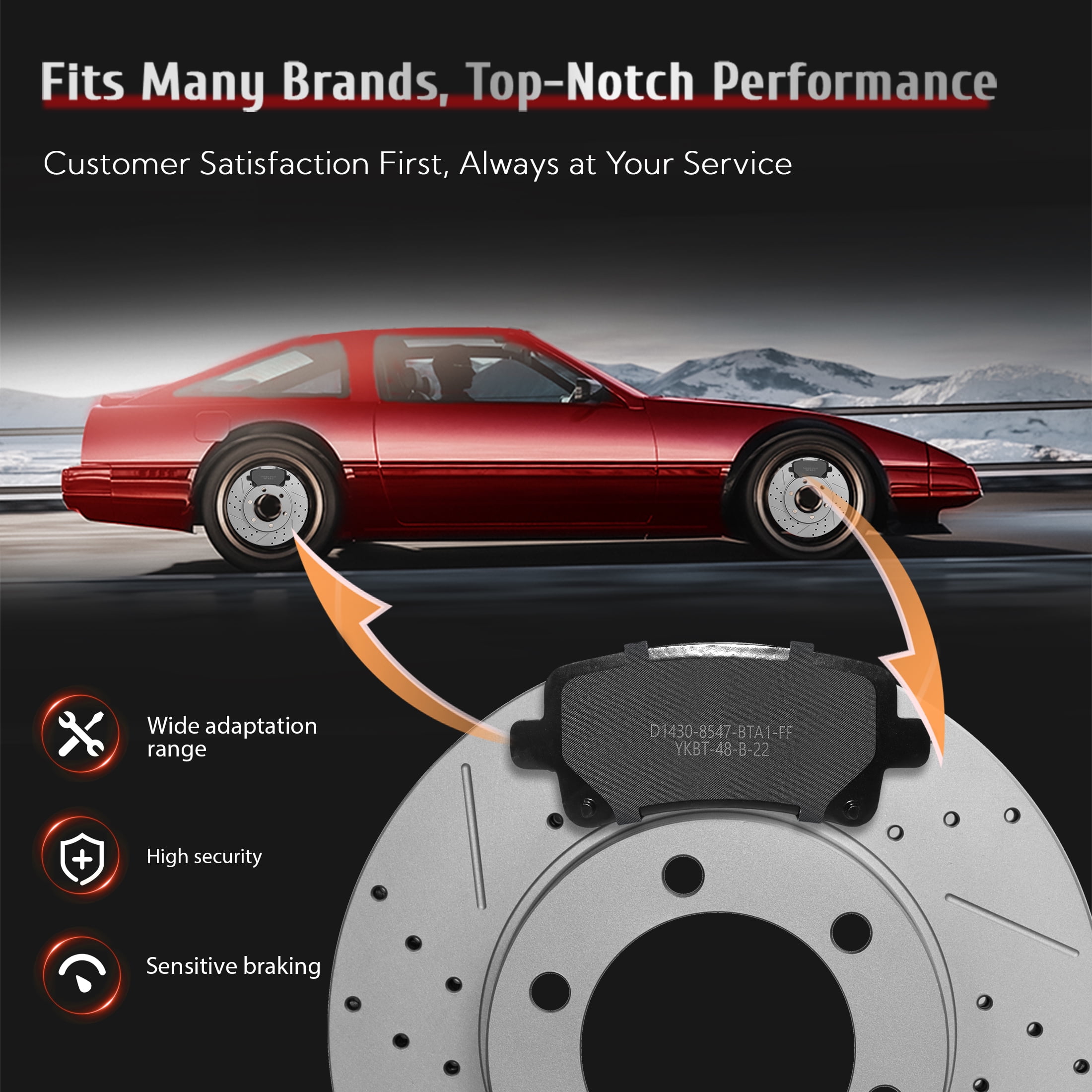 ACB ZONE Rear Brake Kits for 2013-2017 Buick Encore, Drilled Slotted Disc Brake Rotors and Ceramic Brake Pads (580769, 1468)