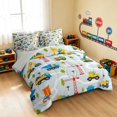 thumbnail image 2 of Erosebridal Construction Vehicle Full Size Bedding Sets, Truck Full Size Bed in a Bag, Blue Map, Gray Reversible 7pcs, 2 of 6