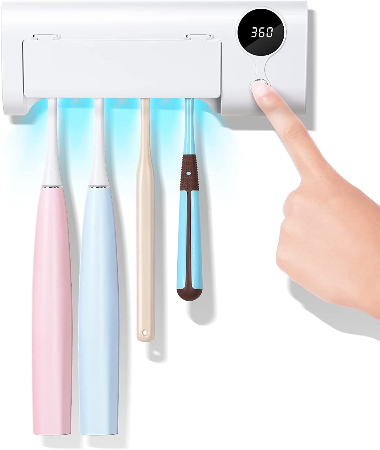 UV Toothbrush Sanitizer, Tooth Brush Sterilizer Cleaner Wall Mounted/ Sterilization and Timer