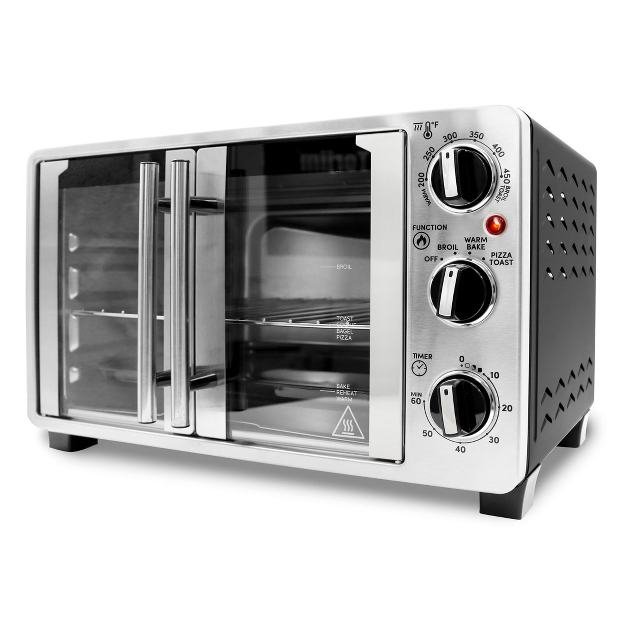 Elite Cuisine Double French Door Toaster Oven fits 12" Pizza, Stainless Steel