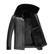 YLSDY Fashion Men's Sherpa Lined Leather Jacket Motorcycle Biker Trucker Lapel Collar Winter Warm Coats with Pockets Black L