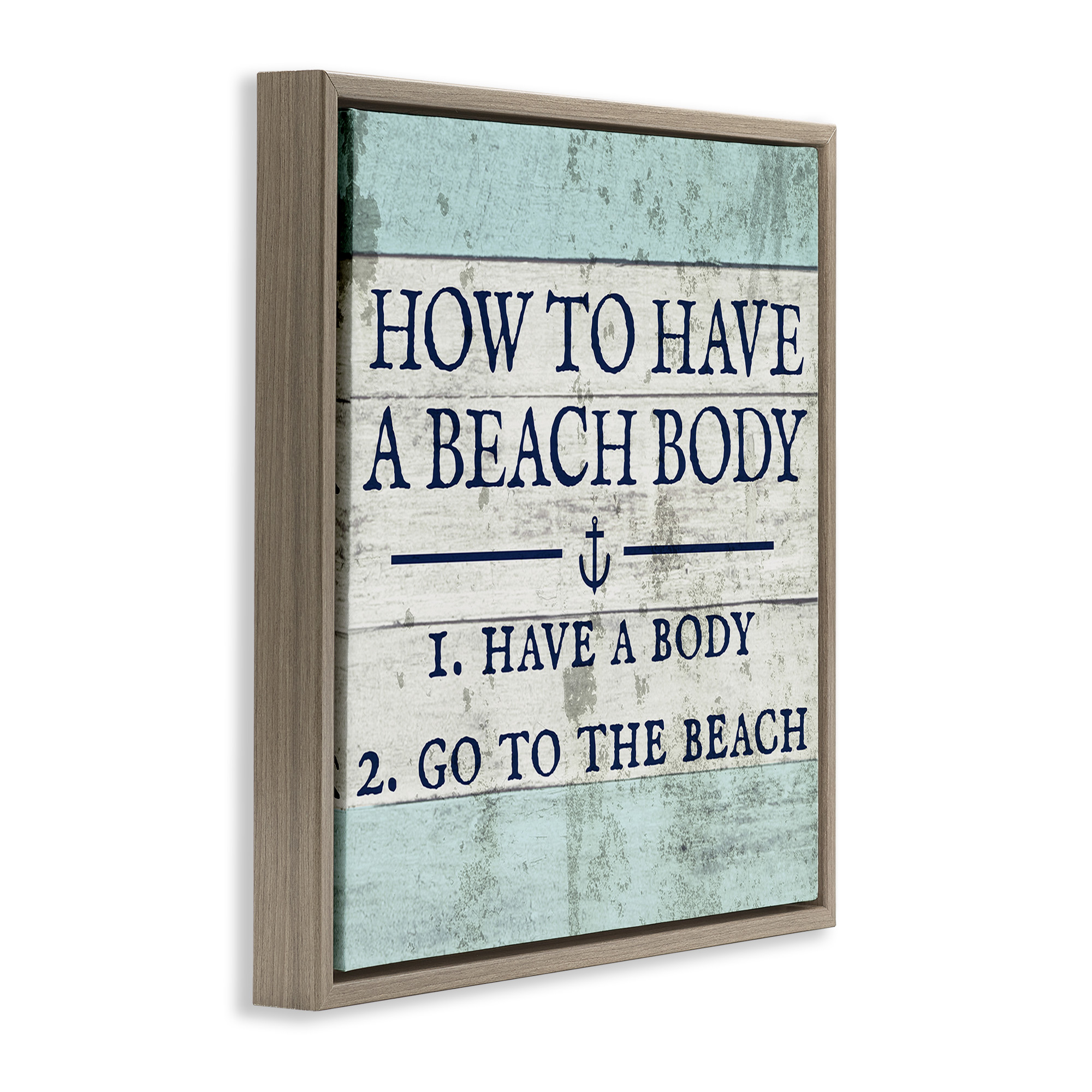 Stupell Industries Sassy Beach Body Steps Typography Painting Brown Floater Framed Canvas Art Print Wall Art, 25 x 25