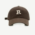 thumbnail image 3 of Weikingp Baseball Cap Spring/Summer Big Headed Soft Top R Letter Solid Duck Tongue Hat Baseball Hat Womens Baseball Caps Sun Hat (Clearance) Coffee polyester, 3 of 3