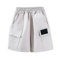 thumbnail image 3 of Gubotare Boys Shorts Cargo Boy Kids Shorts Toddler Baby Boys Pull-On Shorts Drawstring Elastic Waist Boys Shorts (Beige,Size 6-7 Years), 3 of 5