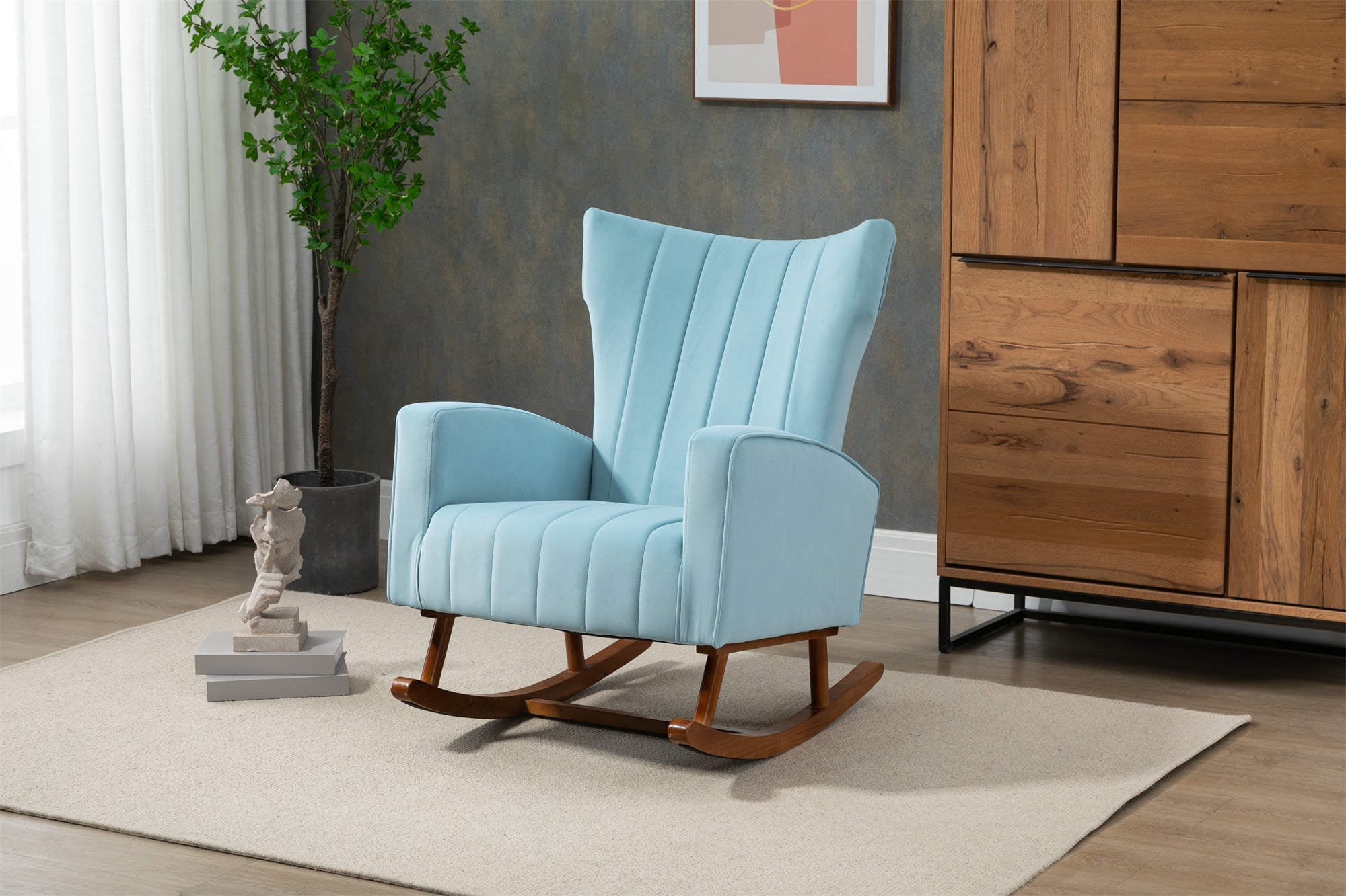 Modern Velvet Accent Rocking Chair, Living Room Accent Glider Chair ...