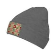 thumbnail image 2 of LNWH Knitted Acrylic Hat, Vintage Christmas Plaid Abstract Pattern Winter Beanie Hat for Cold Weather, Deep Heather, 2 of 8