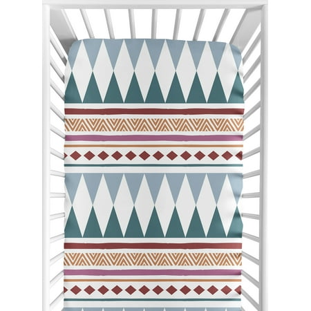 UPC: 0846480087038 | Triangle Yellow and Blue Fitted Crib Sheet by Sweet Jojo Designs