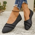 thumbnail image 2 of Denim Ballet Flat Shoes for Women Trendy Fringe Round Toe Nonslip Comfy Soft Sole Walking Shoes Casual Dressy Wedding Shoes Black Size 6, 2 of 7