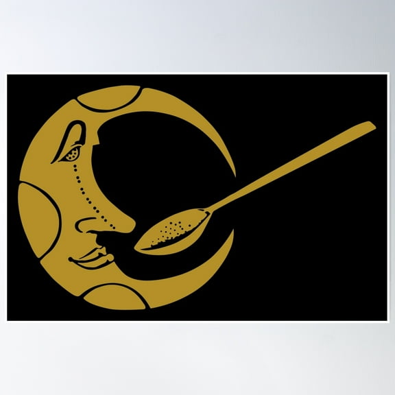 Moon And Spoon. Studio 54. Gold Ish. Poster Wall Art, Modern Wall Decor, 8x12 UNFRAMED