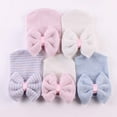 thumbnail image 2 of Spring Hue Newborn Baby Girl Colorful Striped Bow Cotton Hat, 2 of 5