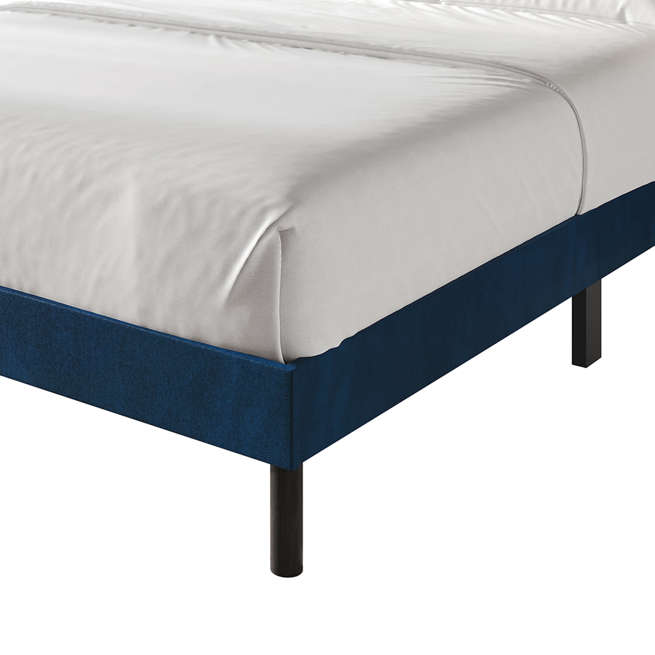 Castle Place Luxury Glam Velvet Wingback Twin Platform Bed with Gold Acrylic Accents, Navy Blue