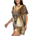 thumbnail image 2 of Kdxio Golden Horned White Dragon Print Pajamas Sets for Women Short-Sleeved Pjs with Lounge Shorts Two Piece Sleepwear S-4XL, 2 of 5