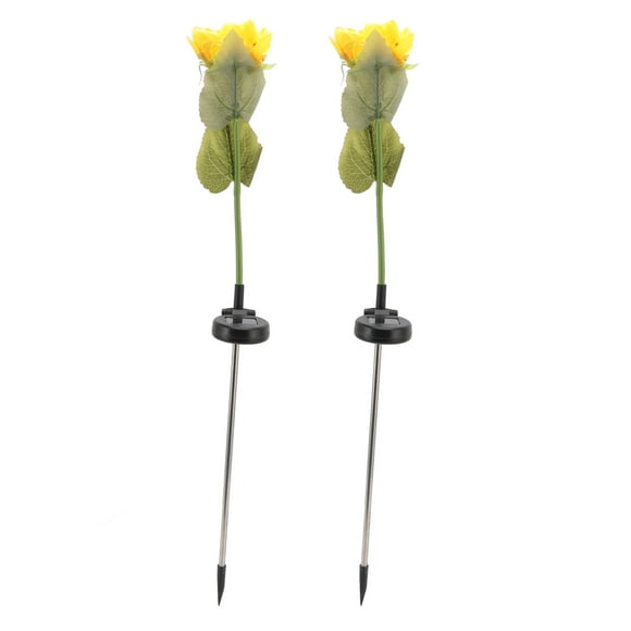 Outdoor Sunflower Solar Lights, Beautiful Easy Installation Sunflower Solar Lights 2Pcs Low Power Consumption Decorative IP65 Waterproof for Park