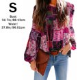 thumbnail image 3 of Qarigey Camisa de poliéster para mujer, cuello redondo, informal, lavable a mano, blusa bohemia, para interiores y exteriores, camisas Type2 NO2, 3 of 6