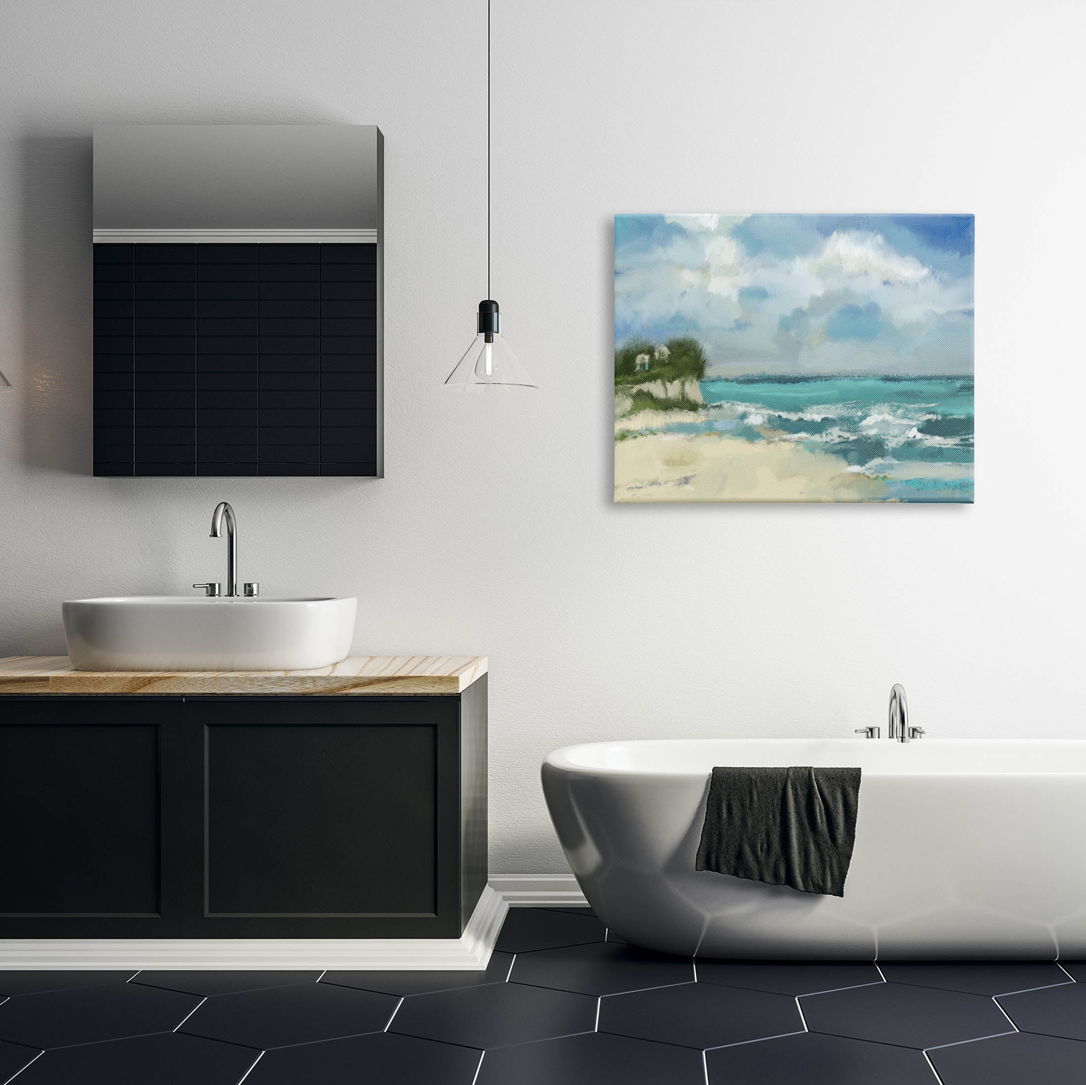Stupell Industries Abstract Ocean Waves Sky Graphic Art Gallery Wrapped Canvas Print Wall Art, Design by Tina Finn