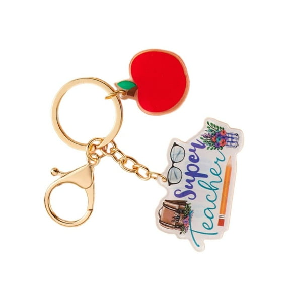 SDFGTstore Teacher Keychain Thank You Keychain,Teacher Appreciation Gifts Teacher Keyring Acrylic Apples Keychain Keyring for Womens