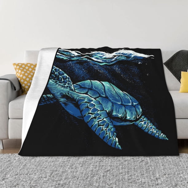 Balery Ocean Turtle Manta de Franela con Dibujo, Lujo Ultra Suave y Cálido, Antipelusa y Resistente a las Arrugas para Cama, Sofá, Camping -60"x50"