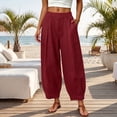 thumbnail image 2 of Linen Clothes for Women Parachute Pants Boho Pants Slacks for Women Womens Casual Linen Pants Baggy Linen Pants Women Beach Vacation Clothes Lightweight Summer Pants Women Loose Pants for Women, 2 of 6