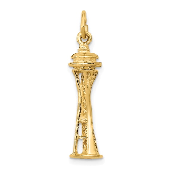 14k Yellow Gold 3-D Seattle Space Needle Building Pendant
