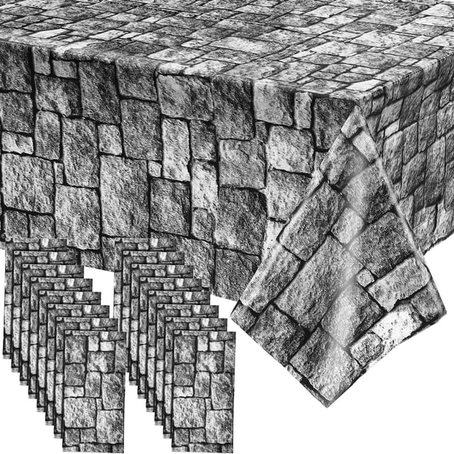 Mantel Irenare Stone Wall para fiestas medievales, 274 x 137 cm, 16 unidades