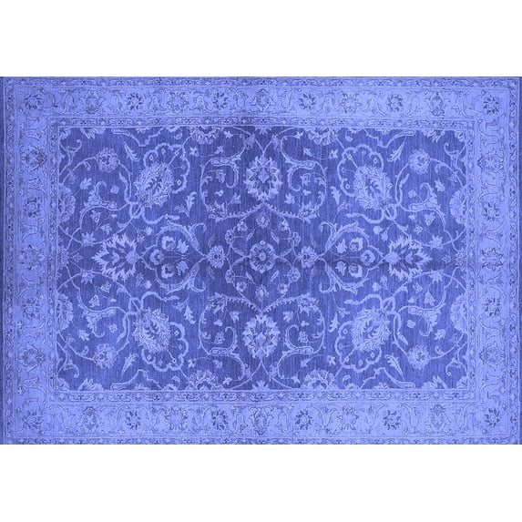 Ahgly Company Machine Washable Indoor Rectangle Oriental Blue Industrial Area Rugs, 2' x 5'