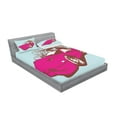 thumbnail image 2 of Ambesonne Vintage Fitted Sheet & Pillow Sham Set, Old Car Cartoon Style, Full, Pale Blue Hot Pink, 2 of 2