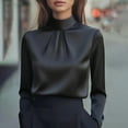 thumbnail image 2 of Tops for Women Trendy Satin Cowl Neck Long Sleeve Elegant Business Work Plus Size Tops, 2 of 4