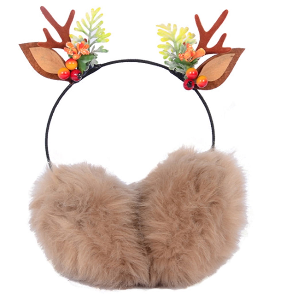 Reindeer Earmuff Buckhorn Ear Muffs for Kids Women Teenager Girls Cute