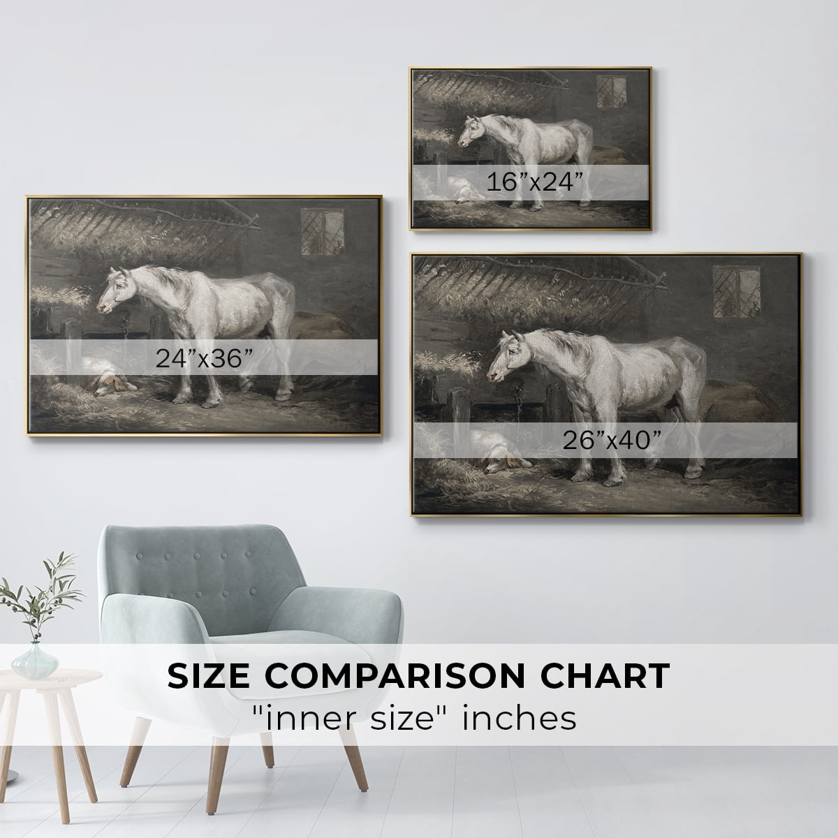 Vintage Animal Print-XLII By Wexford Home Framed in Gold Wood Gallery Wrapped Canvas 25 in. x 37 in.