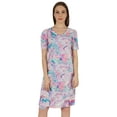 thumbnail image 1 of Moomaya Robe Midi en Jersey de Coton Imprimé pour Femmes, Col en V, Été, Manches Courtes, Longueur Genou, 1 of 4