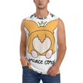thumbnail image 2 of Lsque Prince Corgi Dog Print Men's Cotton Blend Sleeveless Muscle Shirts (S-3XL)- Moisture Wicking, Odor Protection, UPF 30+,Medium, 2 of 8