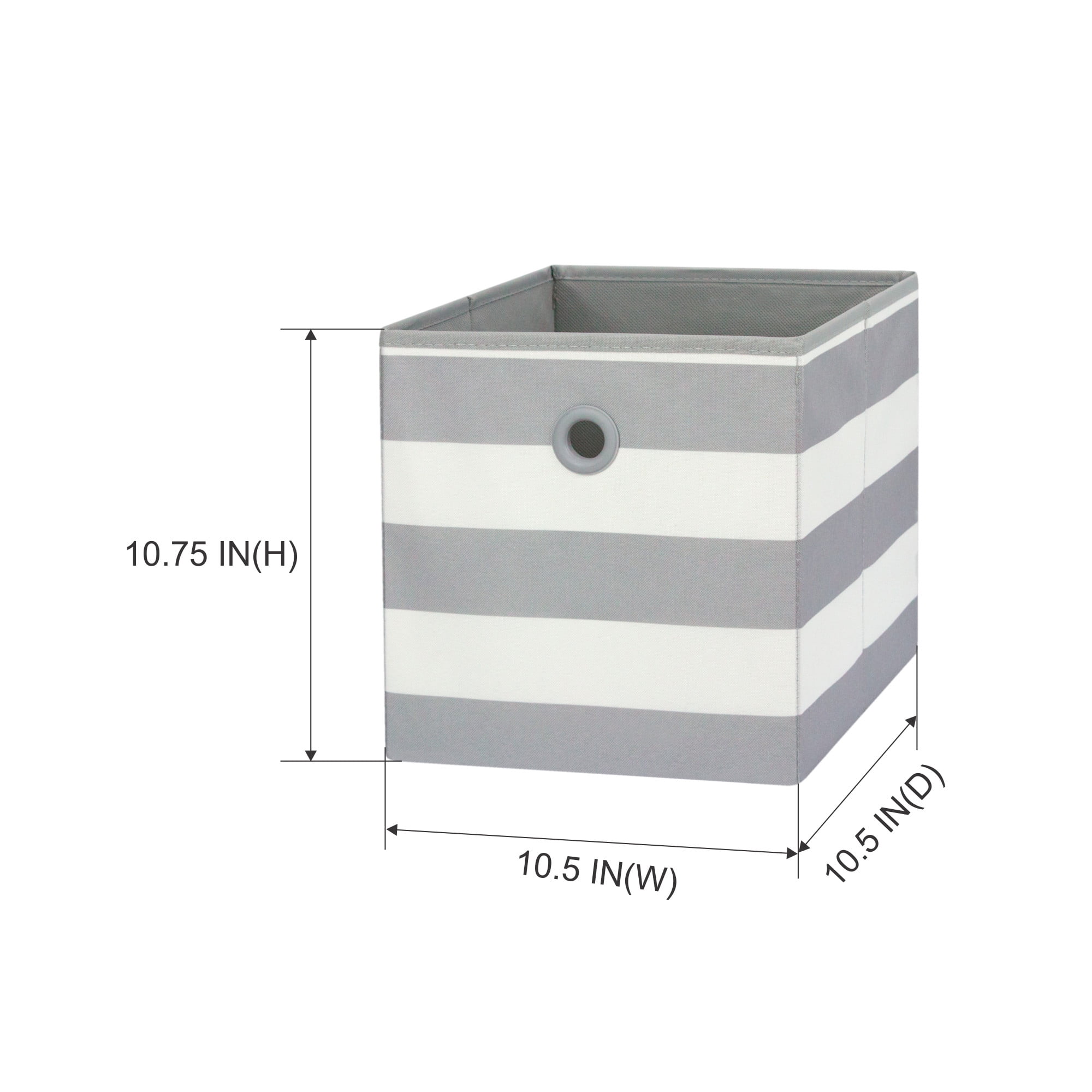 Your Zone Collapsible Fabric Storage Bin, Gray Stripe, 10.5 in x 10.5 in x 10.75 in