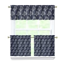 Kitchen Curtains 24 Inch Short - 3 Panel Set, Hawaiian Sea Turtle Ocean Design, Tropical Underwater Marine Life Print, Rod Pocket Window Curtain, Easy Wash