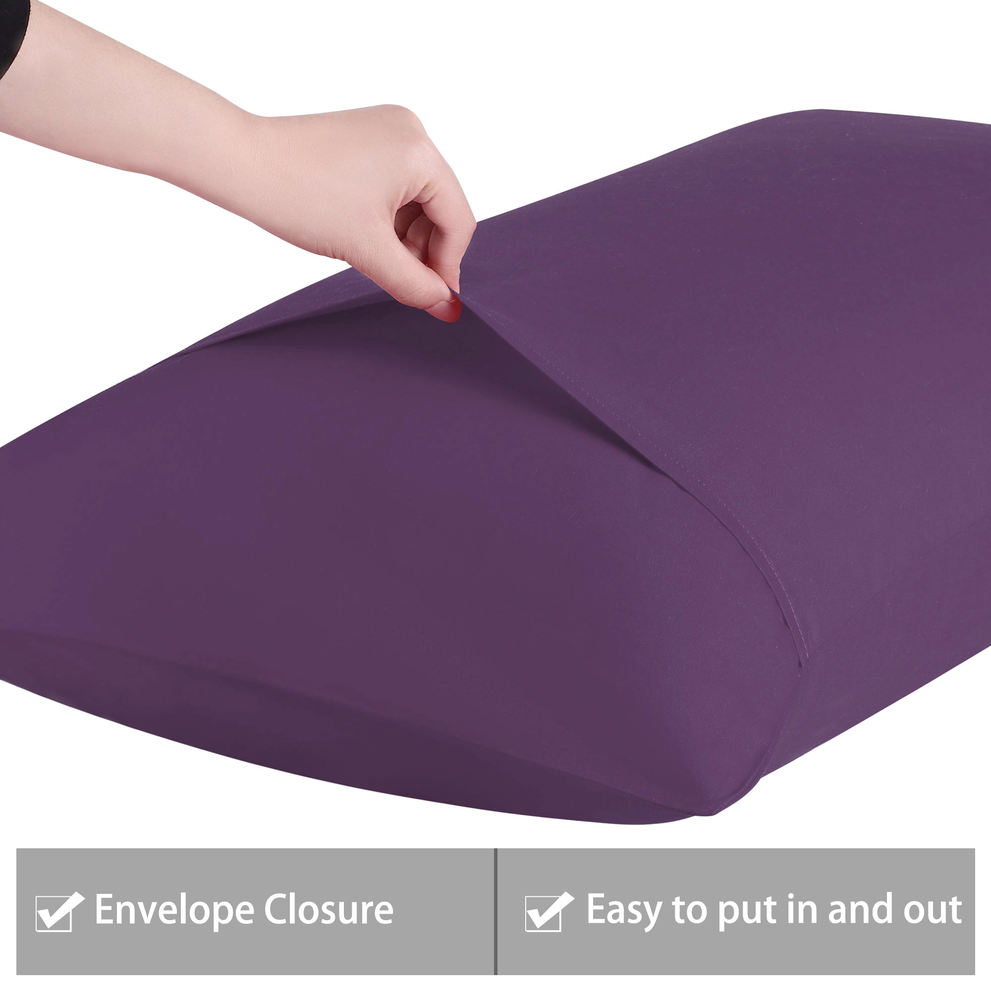 Unique Bargains 2 Pack 300TC Cotton Solid Pillowcases Purple 20" x 36"