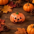 thumbnail image 4 of Halloween Pumpkin Squishy Toy with Glitter Design and Slow Rising Feature, Single Piece, Orange with Green Hobby, for Kids and Adults, Relaxation Squeeze Toy, 4 of 6