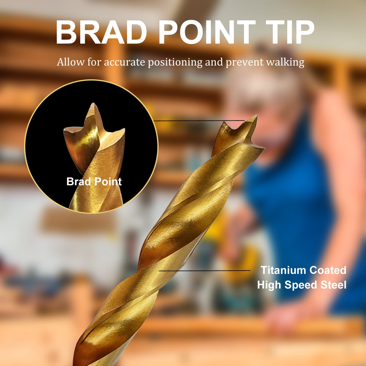 Hymnorq 19PC 1-10mm Metric HSS Brad Point Twist Drill Bits Set for Wood