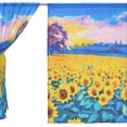 thumbnail image 3 of Coolnut Original Oil Painting of Sunflower Sheer Gauze Door Curtain Window Curtain Drapes for Living Room Kids Bedroom Window Treatment W55 x L78 In 2 Panels, 3 of 4