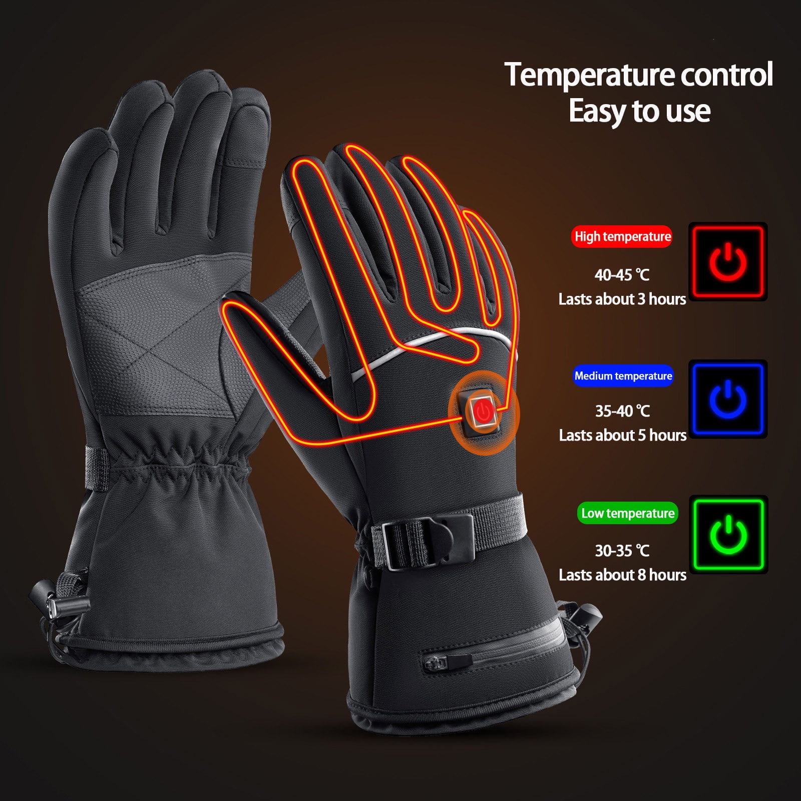 Winter Heated Gloves For Men Women 3.7V Battery Heated Ski Gloves Touchscreen Waterproof Electric Heated Gloves For Winter Work Skiing Fishing Hiking Camping