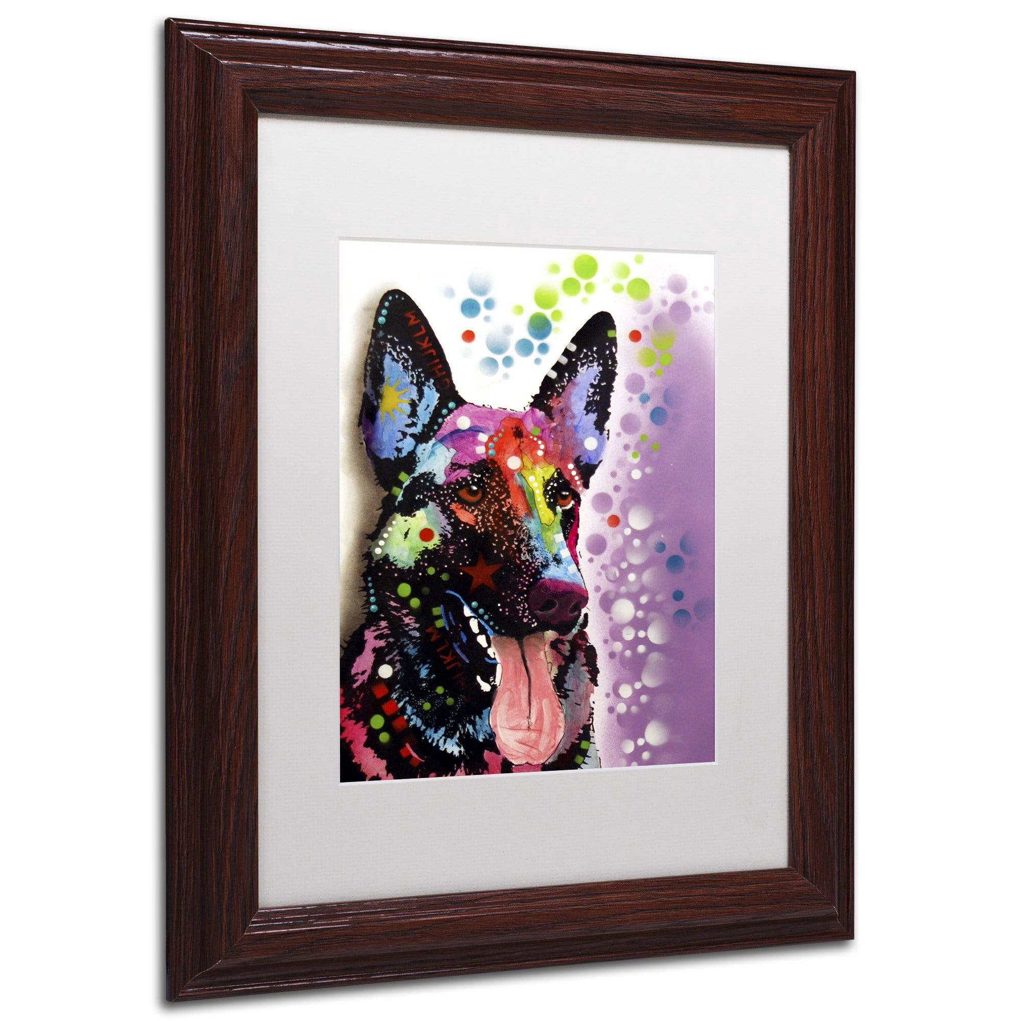 Trademark Fine Art "German Shepherd II" Canvas Art by Dean Russo, White Matte, Wood Frame