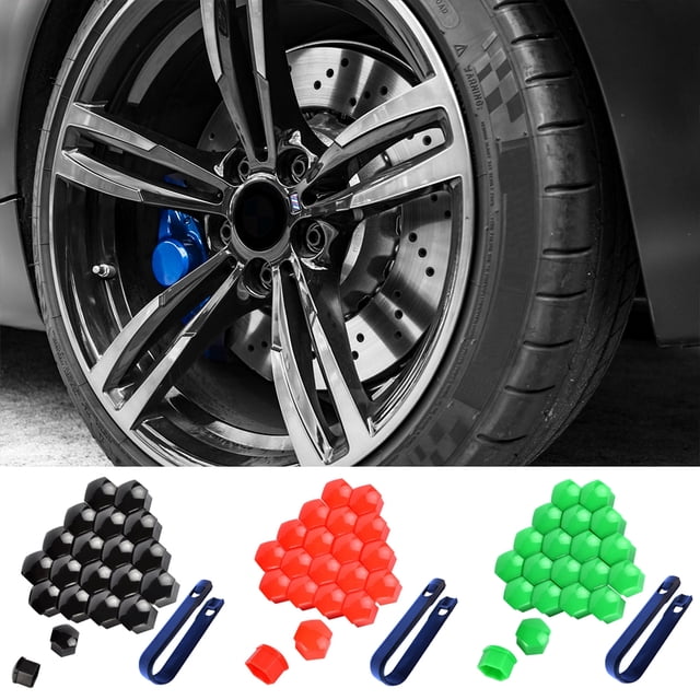20 Pieces Car Wheel Bolts Head Cover Automotive Metal Tyre Hub Nut Cap Portable Automobile Decoration Rims Screws Replacement Red 21mm