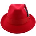 thumbnail image 1 of Sombrero Fedora clásico para hombre, elegante gorra de jazz de fieltro, cálido, estilo fedora, para fiestas, bodas y citas, color rojo., 1 of 6