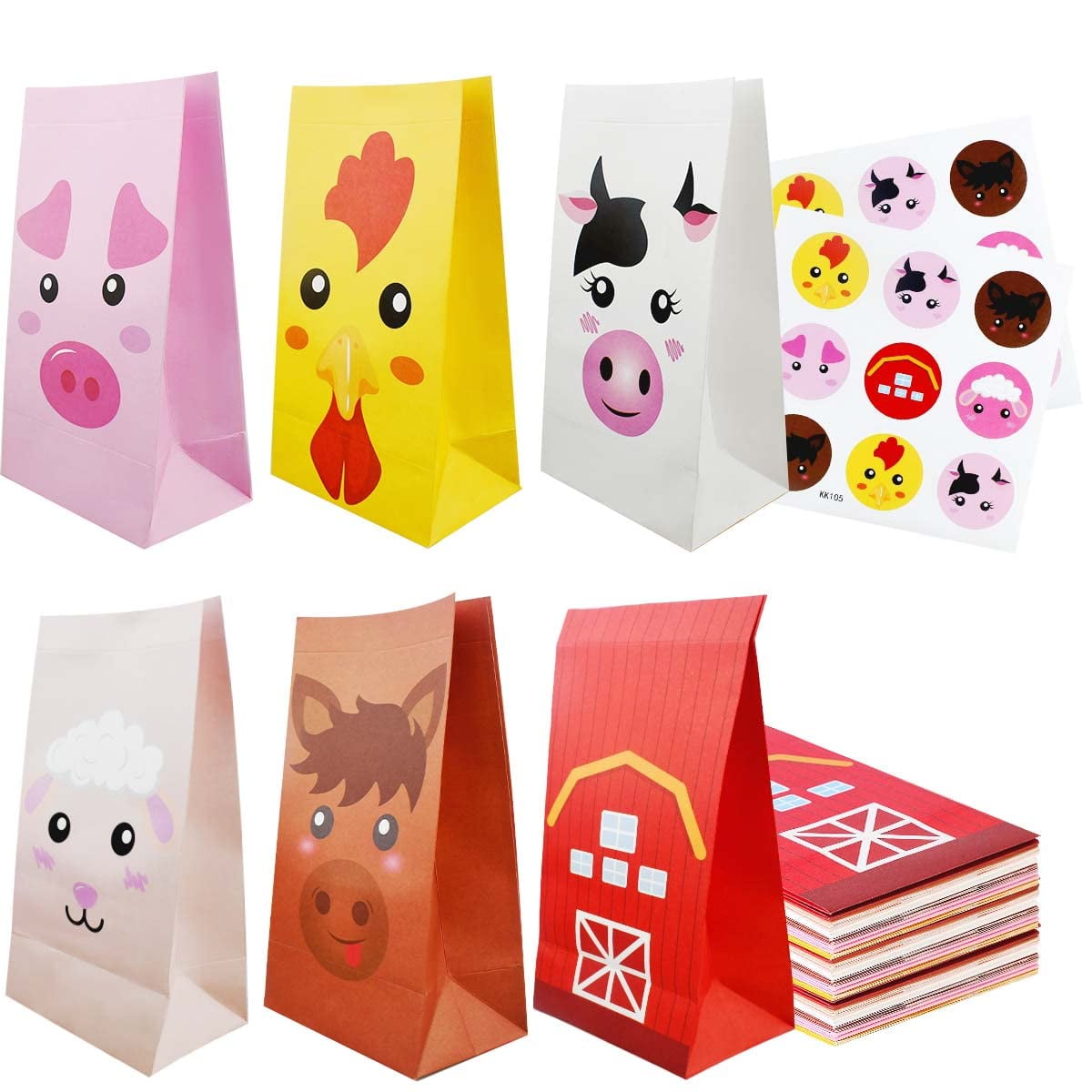 12 Pack Animal Party Favor Bags Treat Goodie Bags for Kids Birthday ...