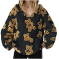 thumbnail image 2 of Taqqpue Women Fleece Hoodies Casual Bear Printed Hooded Sweatshirt Long Sleeve Shirts Fall Winter Keep Warm Oversize Pullover Tops with Pocket for Women, 2 of 5