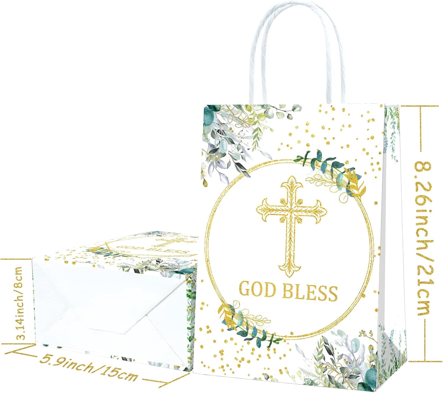 20 Pack Religious Party Favor Gift Bags for Christening Gifts for Girls and Boys Baptism, First Communion, Weddings, Confirmations or Other Religious Occasions