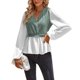 thumbnail image 3 of Camisa Patchwork Casual Blusas Color Sólido Mujer Estilo Elegante Moda Traje De Vacaciones Ygjytge Verde T M para Mujer, 3 of 9