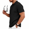 thumbnail image 5 of Bxsruta Men's Casual Textured Knit Polo Shirt Short Sleeve Button Front Breathable Solid Collared Pullover, 5 of 8