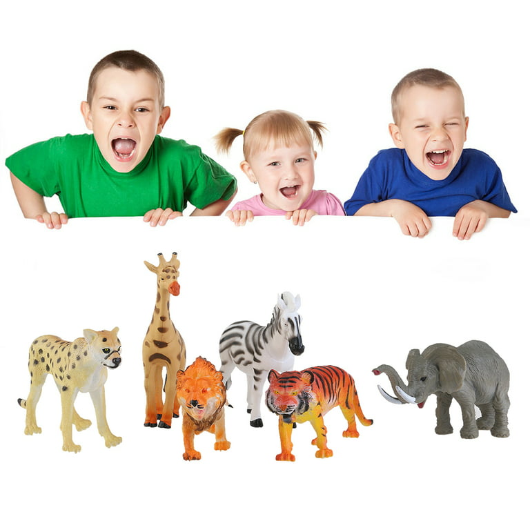 Plush Noah's Ark with Animals - Six 6 Stuffed Animals Lion, Zebra, Tiger, Giraff