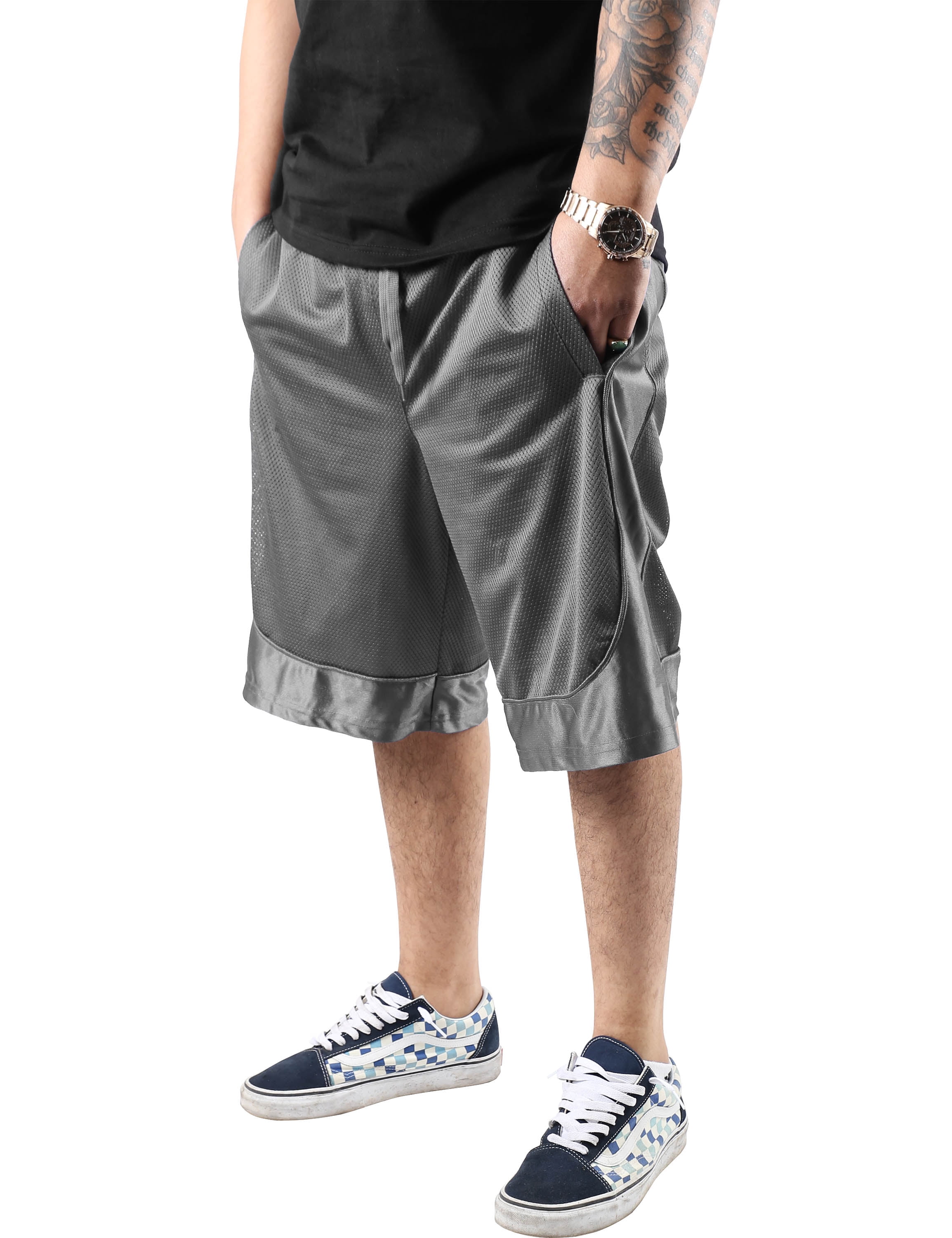 Big and Tall Hat and Beyond Mens Premium Heavy Mesh Basketball Shorts with Pockets 