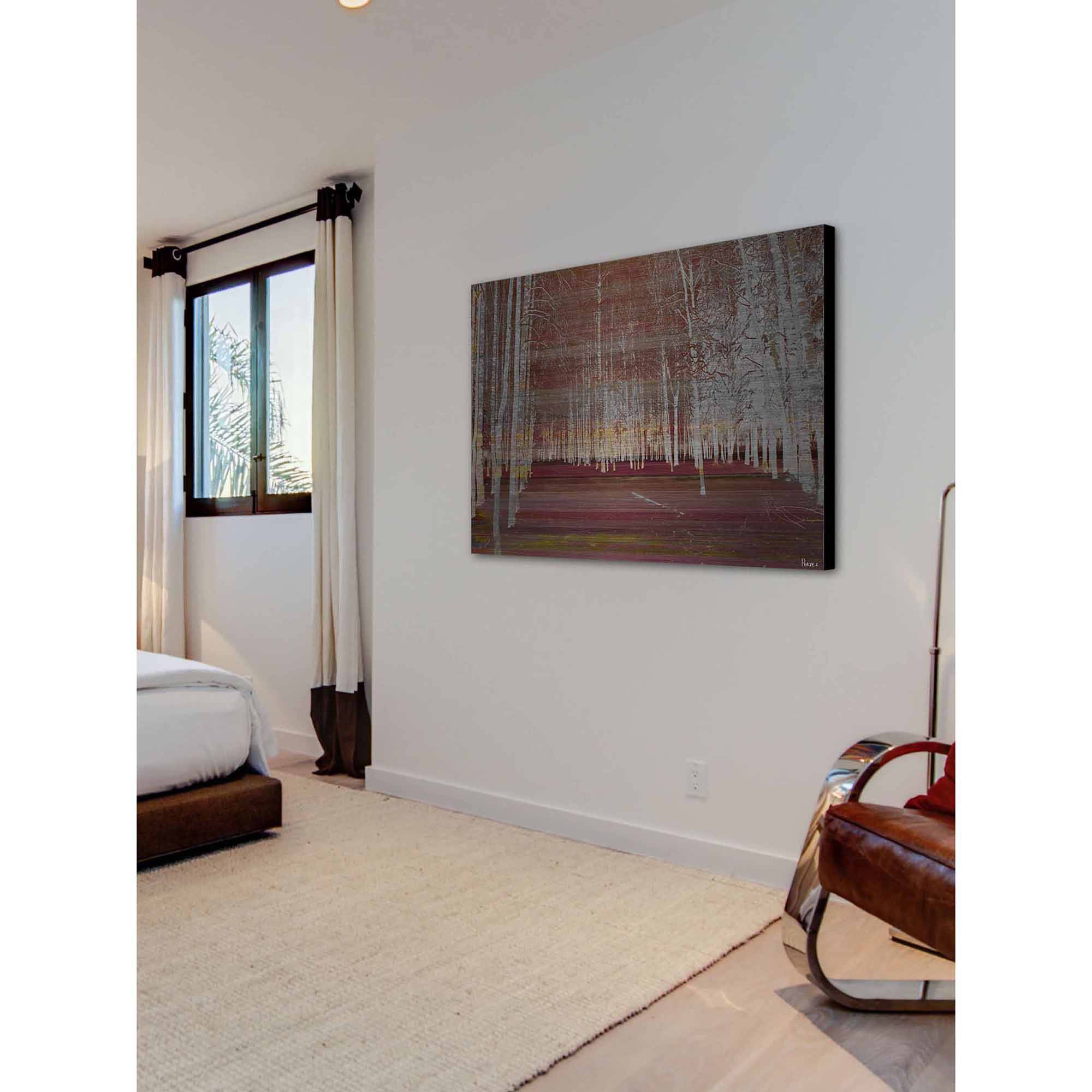Parvez Taj  'Night Birch' Painting Print on Brushed Aluminum 18 x 12